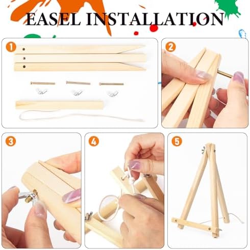 4 Pack Framed Paint by Numbers Kit for Adults Cocktail with Wooden Easel - Image 5