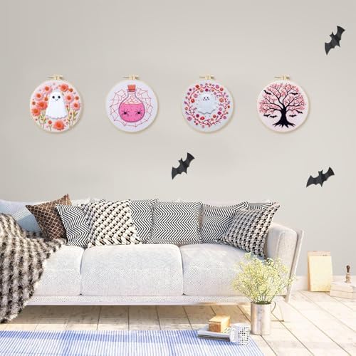SCECALA 4 Pack Pink Halloween Embroidery Kit for Beginners - Image 5