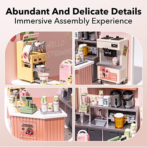 Super Creator-Mini Blocks Model Building Set for Adults, Miniature Plastic House Kit Super Store-Building Blocks Toys for Adult, DIY Crafts/Hobbies for Adult (Double Joy Bubble Tea) - Image 6