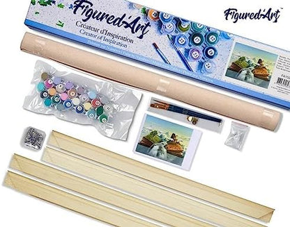 Figured'Art Paint by Numbers Kit for Adults Landscape Book 16"x20" - Craft Art Painting Rolled Canvas with DIY Wooden Frame - Image 5