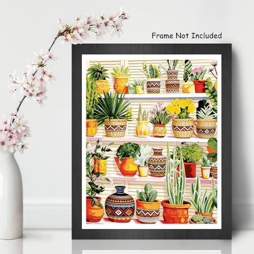 Adult Paint by Number Kits for Beginners, Colorful Potted Plants on Shelves Paint by Numbers Kit for Adults, Botanical Painting by Numbers Canvas, DIY Arts and Crafts for Home Decor, 16x20 Inch - Image 2