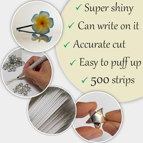 500-Strips Silver Foil Paper Strips for Making Origami Stars, Lucky Stars, Puff Stars. Reflective Mirror Shiny Paper Strips, 0.5 x 11 inch. (Silver Foil, 500) - Image 2