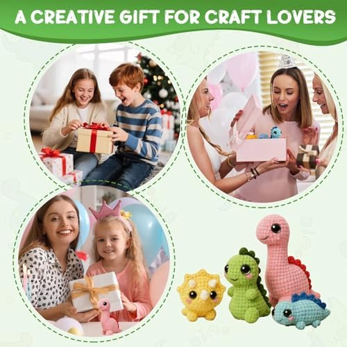 Morcolplus Dinosaur Crochet Kit for Beginners, 4-Pack Amigurumi Dinosaur Crochet Starter Kit with Video Tutorials, DIY Yarn Craft Kit for Adults & Teens, Creative Gift Set - Image 6