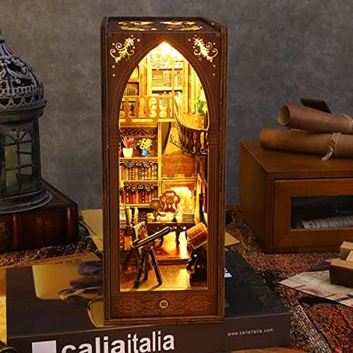 3D DIY Book Nook Kit - DIY Miniature House Kit for Adults, Teens and Beginners, Dollhouse Booknook Library Tiny House Bookshelf Decor 3D Wooden Puzzle, Mini Library of Books Model Build Gift - Image 6