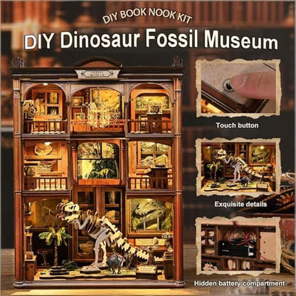Dinosaur Fossil Museum Book Nook Kit, DIY Miniature Model with LED - Image 3