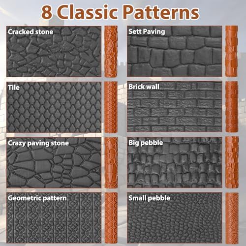 Leriton 9 Pcs Clay Texture Roller Set with Handle, Terrain - Image 3