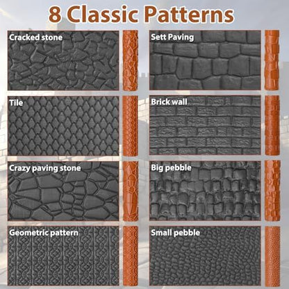 Leriton 9 Pcs Clay Texture Roller Set with Handle, Terrain - Image 3
