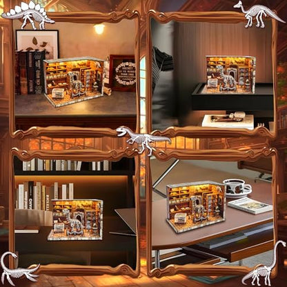 3D Wooden Puzzles for Adults, DIY Miniature Dollhouse, Book Nook Kit, Built-in LED Model Kit Hobby Gifts for Adults Teens Home Decor, Ideal Gift for Teenager and Men (Dinosaur Museum) - Image 6