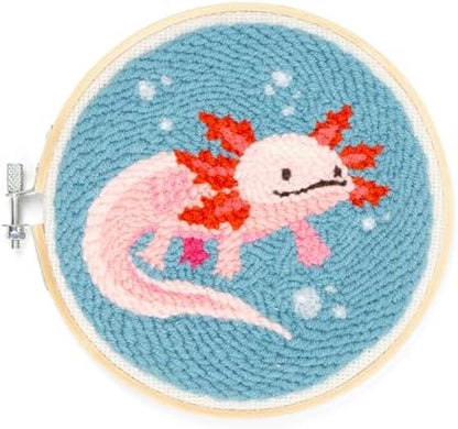 Kikkerland Axolotl Punch Needle Kit – DIY Crafting Set with Hoop, Yarn, & Pattern by KikkerlandDesignInc