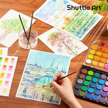Shuttle Art Watercolor Paint Set, 48 Colors Watercolor Paint Pan Set with 3 Paint Brushes for Beginners, Artists, Kids & Adults for Painting, Journaling, Calligraphy Practice - Image 5