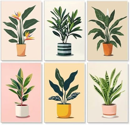 6 Pack Paint by Numbers Kit for Adults, Plants Number Painting, 8x12 Inch by GEEHEIY