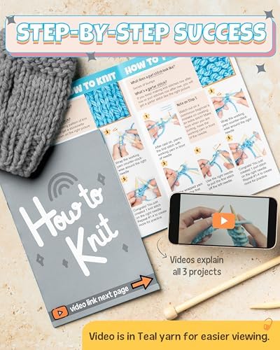 Complete Knitting Kit for Beginners - Learn to Knit Kit with Knitting Accessories Like Thick Beginner Yarn in Gray, Bamboo Needles for Beginners & More - Includes Video Tutorials & Written Guide - Image 3