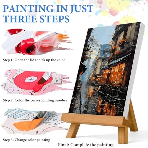 PRASIO Paint by Numbers Kit for Adults Beginner, Street View Adult Paint by Number Kits on Canvas, DIY Acrylic Watercolor Oil Paint by Number for Adults for Home Decor Gift 16x20 Inch - Image 4