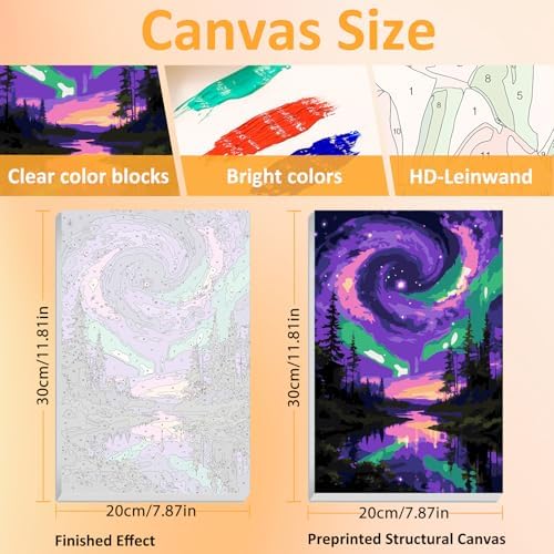 Mandun Aurora Paint by Numbers Kit for Adults, 3 Pack, 7.8x11.8 inch - Image 2