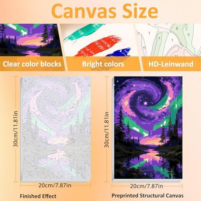Mandun Aurora Paint by Numbers Kit for Adults, 3 Pack, 7.8x11.8 inch - Image 2