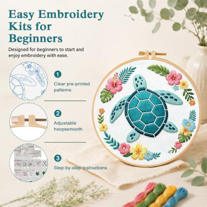 Louise Maelys Sea Turtle Embroidery Kit for Beginners, Ocean DIY Craft - Image 3