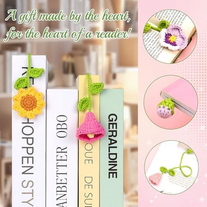 GarfxG Crochet Kit for Beginners Adults 10pcs Flower Bookmarks Knitting Kit - Image 5