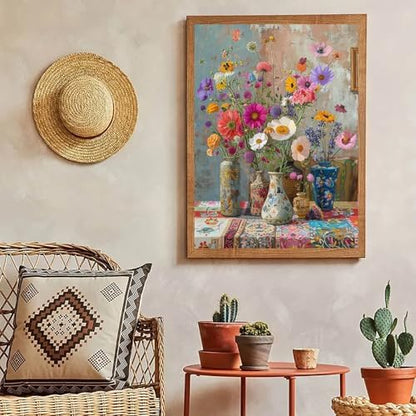 MaiMMaledy Paint by Numbers Kit for Adults Beginners Canvas Pictures with Framed Drawing Painting Acrylic Pigment with Wooden Triangle Easel Vase Ornaments 8Wx12L inch - Image 4