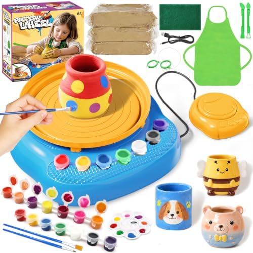 Pottery Wheel, Arts and Crafts for Kids Ages 8-12, Pottery Wheel Kit for Kid, Complete DIY Clay Wheel Pottery Kit for Beginners, Kid Crafts Toys Gift for Girl Boys 6-8 8-12 Year Old Christmas Birthday by Einailvk