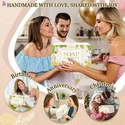Jcoos Soap Making Kit, Soap Making Kit for Adults Teens & Beginners, Soap Making Supplies with Soap Base, Soap Mold, Soap Colorant, Fragrances, Dried Flowers, Glitter - Easy and Fun Craft DIY Kits - Image 4
