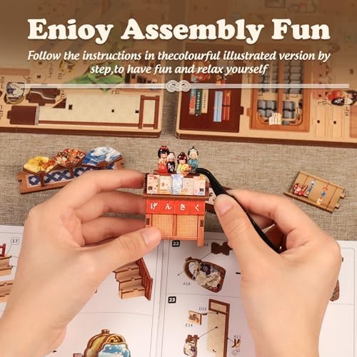 Cutefun Book Nook Kit - DIY Miniature House Kit for Adults, Teens and Beginners, Japanese Booknook Tiny House Bookshelf Decor 3D Wooden Puzzles, Gifts for Friends & Family (Folding Fan Shop) - Image 6