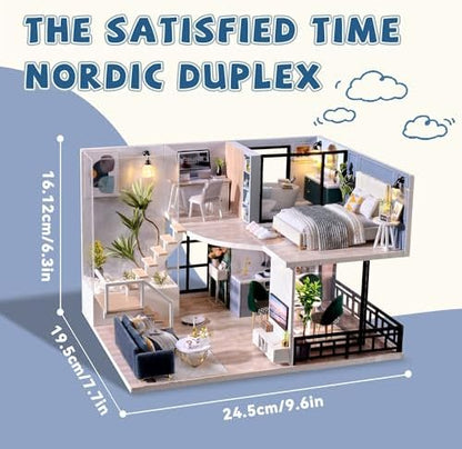 Flever Wooden DIY House Kit, Miniature with Furniture, Creative Craft Gift for Lovers and Friends (Satisfied Time) - Image 2