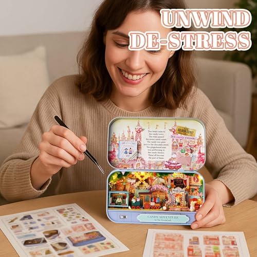 Kisoy Dollhouse Miniature with Furniture Kit, Handmade DIY House Model for Teens Adult Gift (Candy Adventure) - Image 3