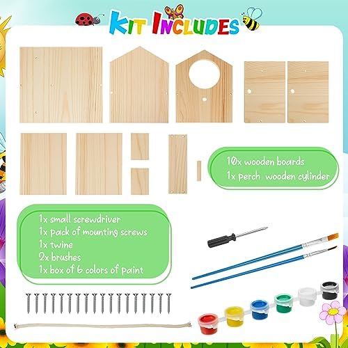 Liliful 16 Pack DIY Birdhouse Kit to Build and Paint, Wooden Bird House - Image 2