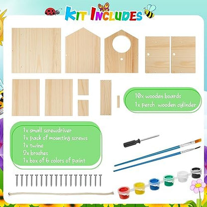 Liliful 16 Pack DIY Birdhouse Kit to Build and Paint, Wooden Bird House - Image 2