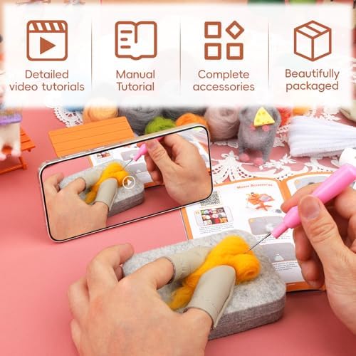 OEHPICC Mouse Family Needle Felting Kit,Needle Felting Starter Kit - Image 4