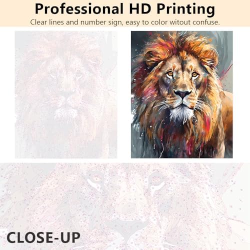 TUMOVO Paint by Numbers Kit for Adults - Lion DIY Adult Paint by Number Kits Animal Acrylic Canvas Painting for Adults Beginners Art Crafts, 16x20 Inch(Framed) - Image 5