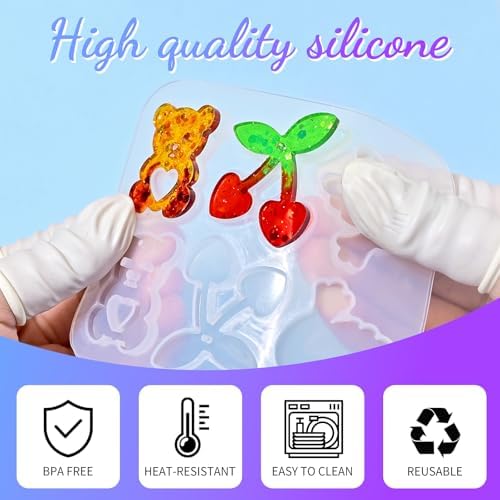 104Pcs Resin Molds Set for Women, Cute Designs with Accessories, Silicone Jewelry Molds for Resin Epoxy Keychain Earring Pendant Crafts Making - Image 6