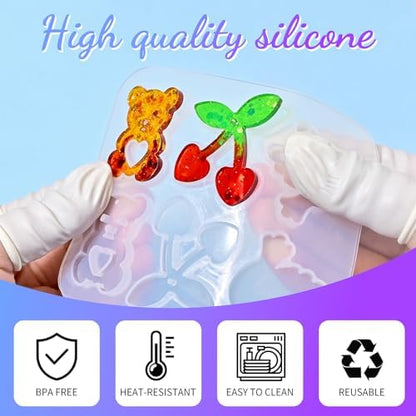104Pcs Resin Molds Set for Women, Cute Designs with Accessories, Silicone Jewelry Molds for Resin Epoxy Keychain Earring Pendant Crafts Making - Image 6