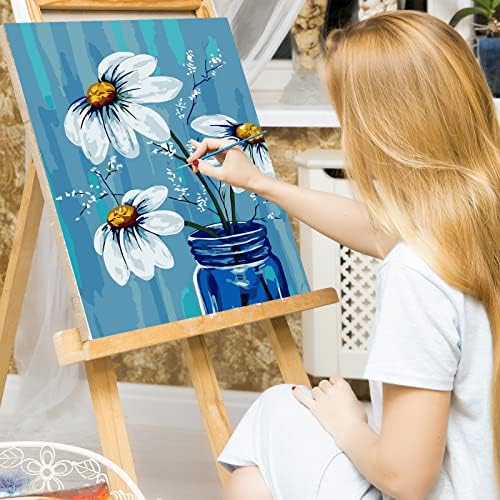 Ginkko Paint by Numbers for Adults Kids Beginners with Wooden Frame Easy Acrylic on Canvas 12x16 inch with Paints and Brushes, Vase Flower(Include Framed) - Image 2
