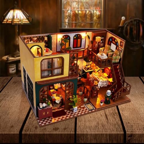 Miniature House Kit, DIY Dollhouse Kit with Dust Cover for Adults - Image 7