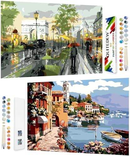 QUITEDEW 2 Pack Paint by Number Kit for Adults,Colorful Box 11.8x15.7 Inch by QUITEDEW