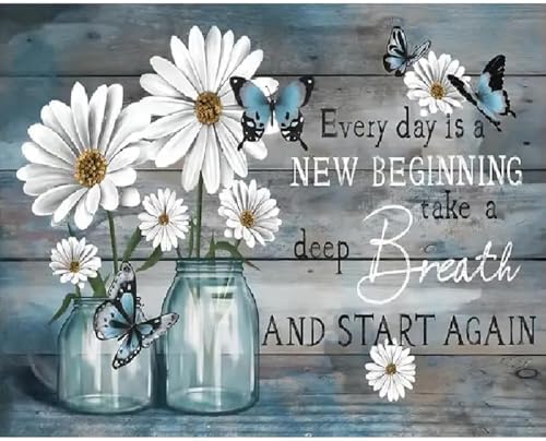 PHANTASYART Inspirational Flowers Paint by Numbers Kit for Adults 16x20inch by PHANTASYART