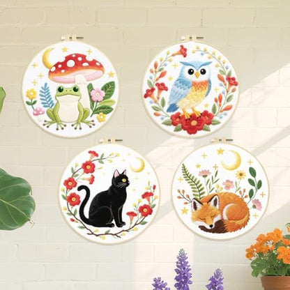 ORIGACH 4 Pack Dark Background Animal Embroidery Kit for Beginners - Image 6