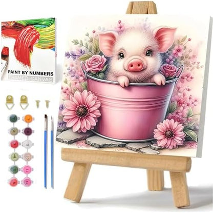 Pig Paint by Numbers Kit for Adults Beginner, Pig Paint by Numbers 10x10 in by hkejoi