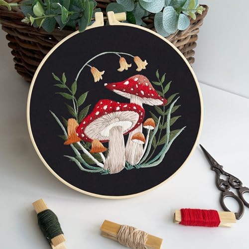 Myfelicity 3 Sets Mushroom Embroidery kit, Adult Beginner DIY Needle kit,Art Craft Handy Sewing Set - Image 3