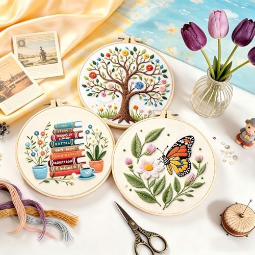 FEIYUENO 3 Sets Embroidery Stitch Kit for Beginners Adults (Tree Book) - Image 5