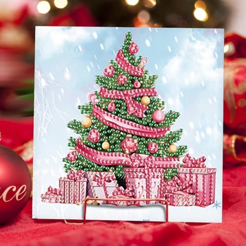 Diamond Art Christmas Cards Kit, 6PCS DIY Diamond Painting Christmas Cards with Envelopes, 5D Diamond Dot Greeting Cards for Adults, Xmas Card for Holiday Crafting Gifts (Christmas Elements) - Image 3