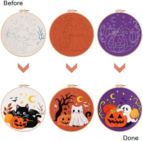 Nuberlic 3 Pack Halloween Embroidery Kit for Beginner Adults - Image 5