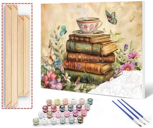 Magic Book Flowers Paint by Numbers Kits for Adult Paint by Numbers Bohemia Style Painting Kits on Canvas Drawing with Brushes and Acrylic Pigment for Home Wall DIY Framed 16x20 Inch by Aihonmin