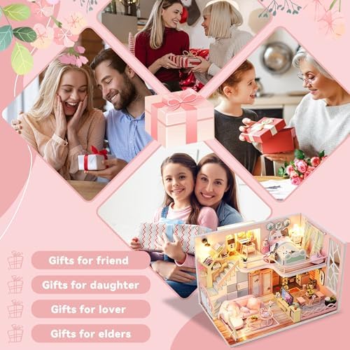 Flever Wooden DIY House Kit, Miniature with Furniture, Creative Craft Gift for Lovers and Friends (Blossom Stories) - Image 5