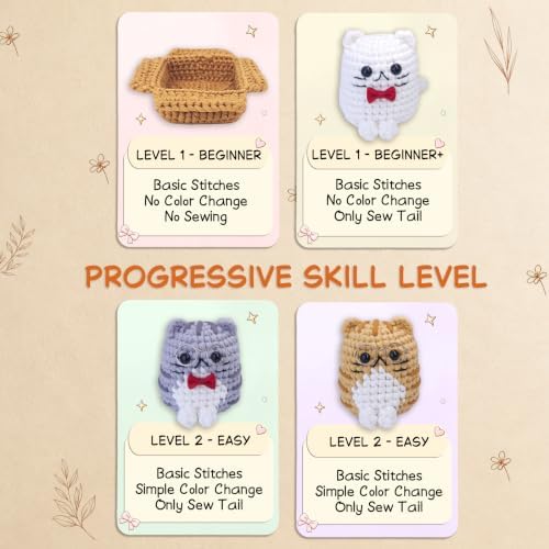 MASPODER Crochet Kit for Beginners Adults Complete Starter Cats Pattern - Image 6