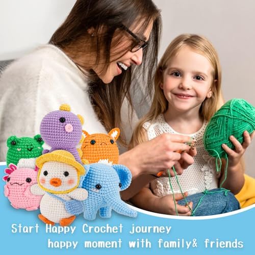 Gerute 6Pcs Crochet Kit for Beginners,Crochet Animal Kit with Step-by-Step Video Tutorial, Crocheting Kit for Starters, Beginner Crochet Kits for Adult Kid Women Men Complete Kit Included （40%+ Yarn - Image 6
