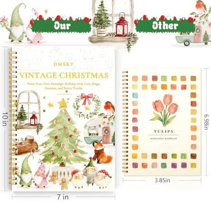 Watercolor Workbook for Beginners,18 Vintage Christmas Water Coloring Book,Relaxing & Easy to Paint Water Coloring Book with 24 Colors-Perfect for Gifting to Creativity & Joy for Adults - Image 6