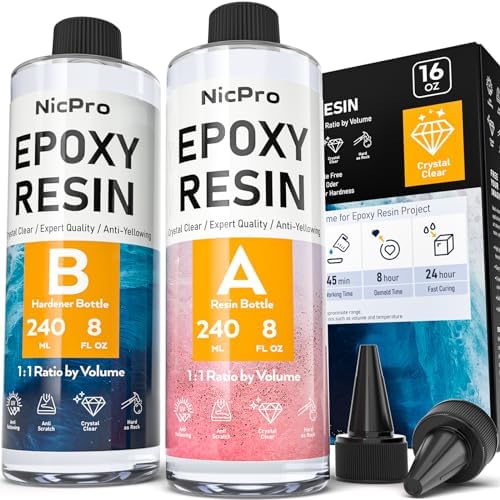 Nicpro 16 Ounce Crystal Clear Epoxy Resin Kit, Food Safe Resin by Nicpro