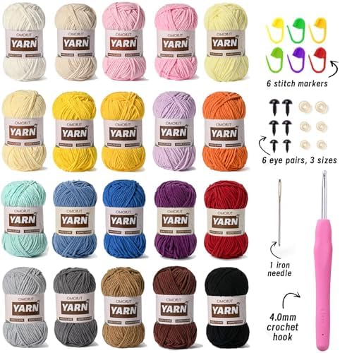20 Pack 70.5oz/2624yds Bulky Multicolor Yarn Set, Plush Chenille Blanket Yarn for Crocheting, Fluffy Velvet Yarns for Crochet, Fuzzy Baby Yarns for Crocheting Soft, Crochet Amigurumi B - Image 2